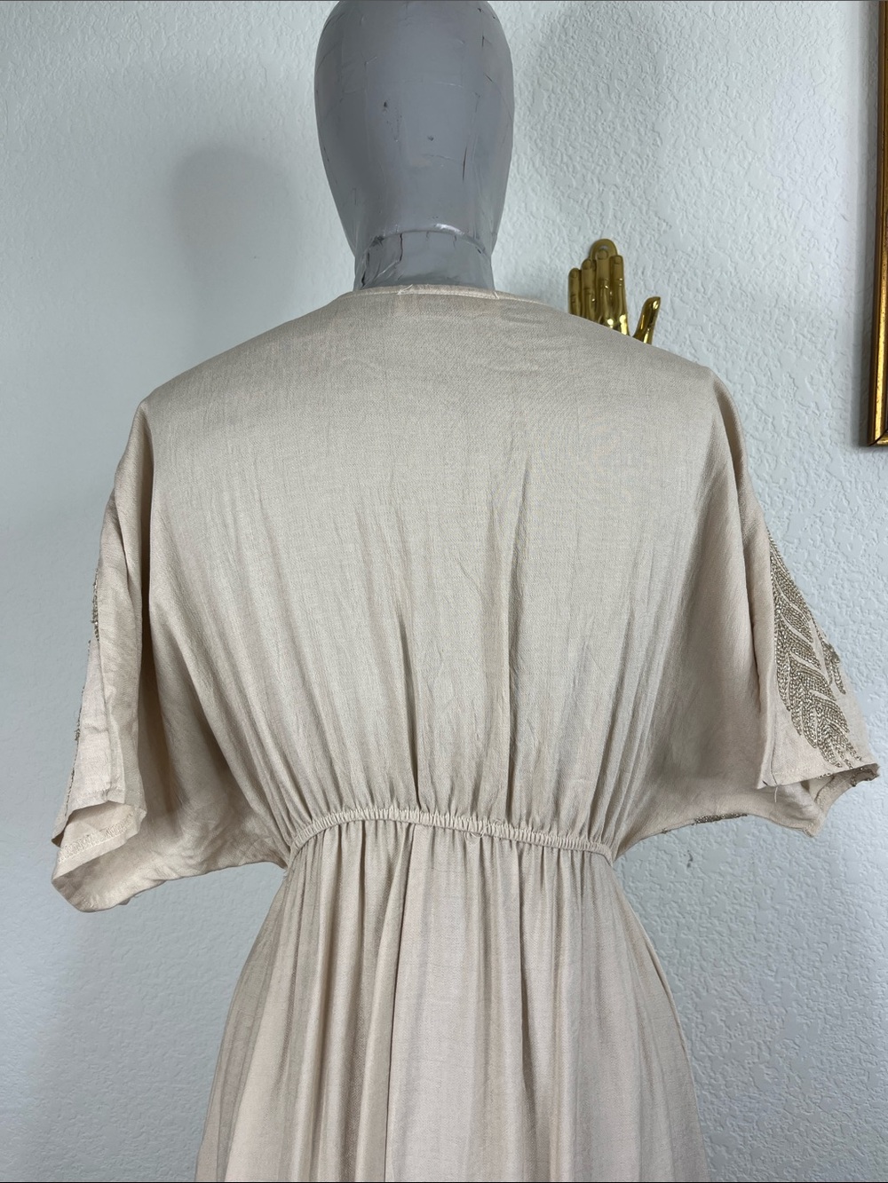 Mim Designs Nova of London Leaf Embroidery Tassel Maxi Dress Metallic Tiered - Picture 7 of 8
